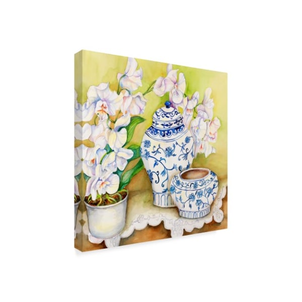 Joanne Porter 'Orchid With China Vases' Canvas Art,18x18